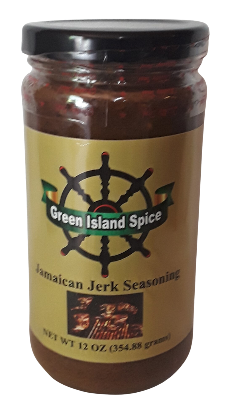 Green Island Spice Jamaican Jerk Seasoning Authentic Hot & Spicy Case of 12 (12 oz bottles)